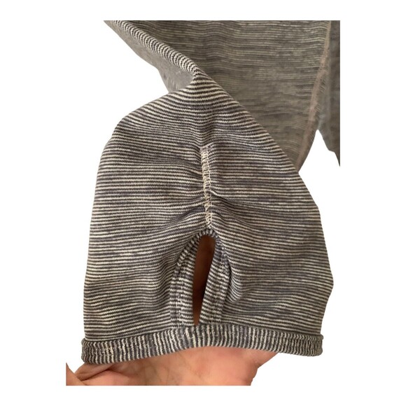 LULULEMON Midrise Ruched Waist Cropped Legging Keyhole Leg Gray Mini Stripe Sz 6 - Picture 4 of 11